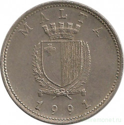 Монета. Мальта. 10 центов 1991 год.