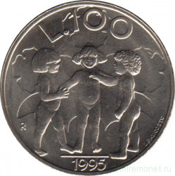 Монета. Сан-Марино. 100 лир 1995 год. Три ребёнка.