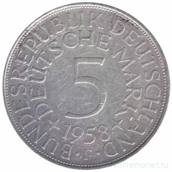 Монета. ФРГ. 5 марок 1958 год. Монетный двор - Штутгарт (F).