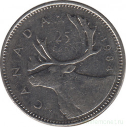 Монета. Канада. 25 центов 1984 год.