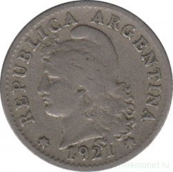 Монета. Аргентина. 5 сентаво 1921 год.