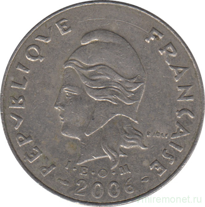 Монета. Французская Полинезия. 20 франков 2006 год.