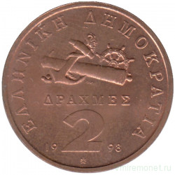 Монета. Греция. 2 драхмы 1998 год. 