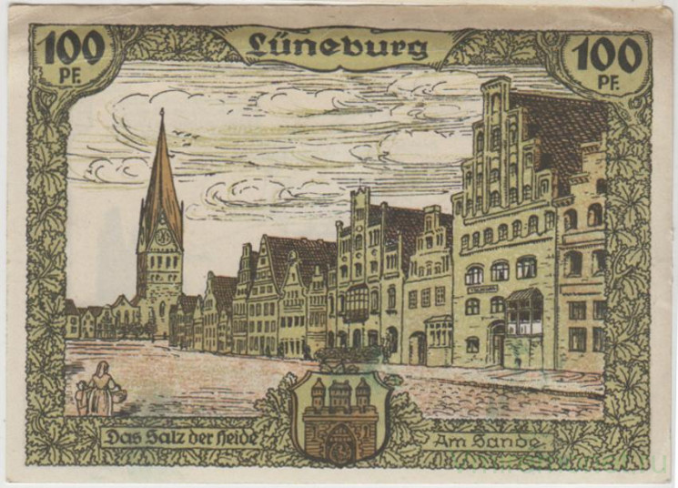 Бона. Нотгельд. Германия. Родной город Лохенгау - Зольтау. 100 пфеннигов 1921 год. Вариант 1238.1.6.