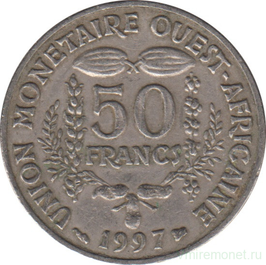 Монета. Западноафриканский экономический и валютный союз (ВСЕАО). 50 франков 1997 год.