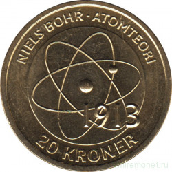 Монета. Дания. 20 крон 2013 год. Датские учёные - Нильс Бор.