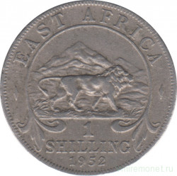 Монета. Британская Восточная Африка. 1 шиллинг 1952 год. Без отметки монетного двора.