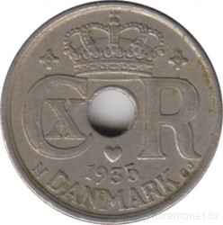 Монета. Дания. 10 эре 1935 год.
