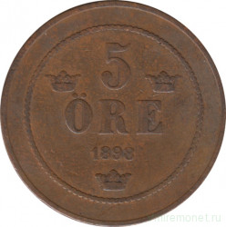 Монета. Швеция. 5 эре 1898 год.
