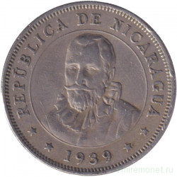 Монета. Никарагуа. 50 сентаво 1939 год.