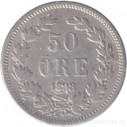 Монета. Швеция. 50 эре 1898 год.