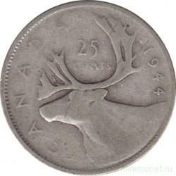Монета. Канада. 25 центов 1944 год.