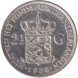 Монета. Нидерланды. 2,5 гульдена 1938 год.