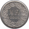 Монета. Швейцария. Полфранка 2002 год. ав.