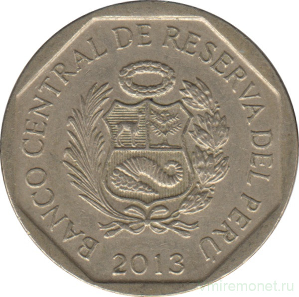 Монета. Перу. 50 сентимо 2013 год.