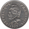 Монета. Новая Каледония. 10 франков 1977 год. ав.