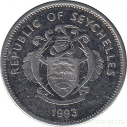Монета. Сейшельские острова. 25 центов 1993 год.