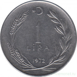 Монета. Турция. 1 лира 1972 год.