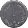  Монета. Турция. 1 лира 1972 год. ав.