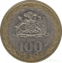Монета. Чили. 100 песо 2006 год.