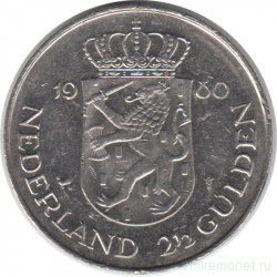 Монета. Нидерланды. 2,5 гульдена 1980 год. Коронация королевы Беатрикс. (АЦ).