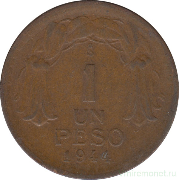 Монета. Чили. 1 песо 1944 год.