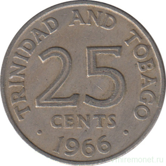Монета. Тринидад и Тобаго. 25 центов 1966 год.