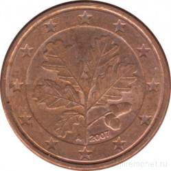 Монета. Германия. 1 цент 2007 год. (A).