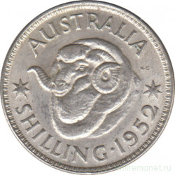 Монета. Австралия. 1 шиллинг 1952 год.
