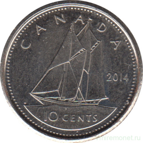 Монета. Канада. 10 центов 2014 год.