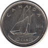 Монета. Канада. 10 центов 2014 год. ав.