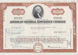 Акция. США. "AMERIGAN GENERAL INSURANCE COMPANY". 50 акций 1973 год.