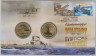 Монета. Австралия. Набор 2 монеты 1 доллар 2014 год. 100 лет австралийской военной авиации о подводному флоту. В конверте. конверт.