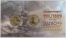 Монета. Австралия. Набор 2 монеты 1 доллар 2014 год. 100 лет австралийской военной авиации о подводному флоту. В конверте. открытка титул.