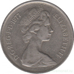 Монета. Великобритания. 10 пенсов 1977 год.