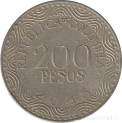 Монета. Колумбия. 200 песо 2015 год.