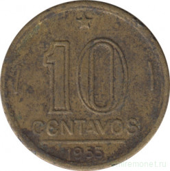 Монета. Бразилия. 10 сентаво 1953 год.