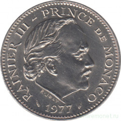 Монета. Монако. 5 франков 1977 год.
