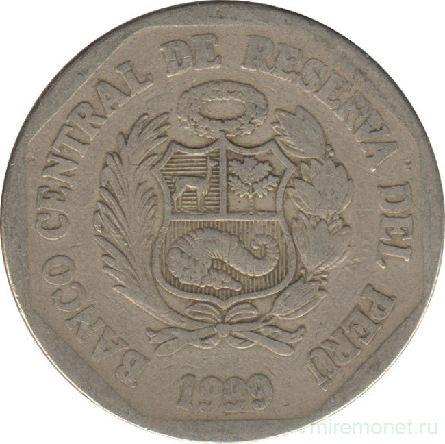 Монета. Перу. 1 соль 1999 год.