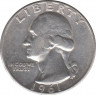 Монета. США. 25 центов 1961 год. Монетный двор D. ав.
