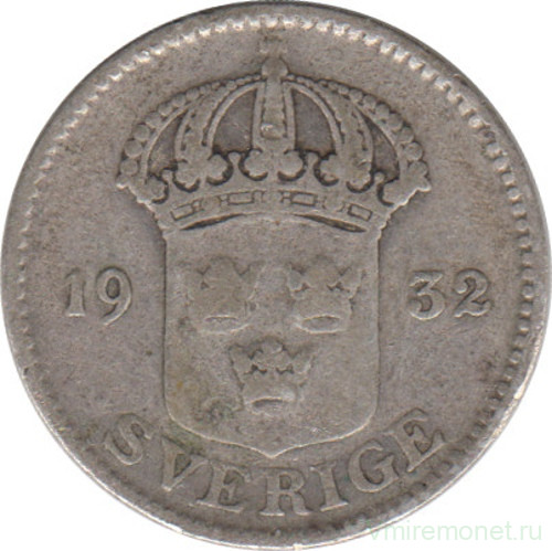 Монета. Швеция. 25 эре 1932 год.