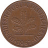  Монета. ФРГ. 1 пфенниг 1967 год. Монетный двор - Штутгарт (F). ав.