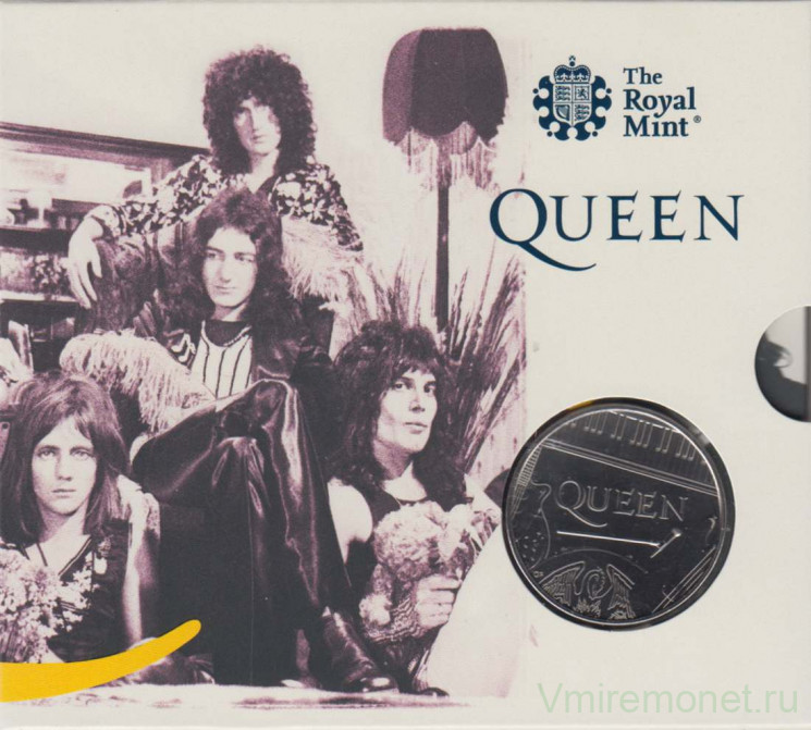 Монета. Великобритания. 5 фунтов 2020 год. Группа"Queen". В буклете.