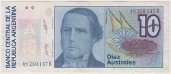 Банкнота. Аргентина. 10 аустралей 1985 - 1989 года. Тип 325b.