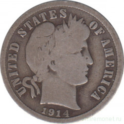 Монета. США. 10 центов 1914 год.