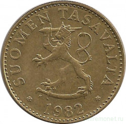 Монета. Финляндия. 50 пенни 1982 год.