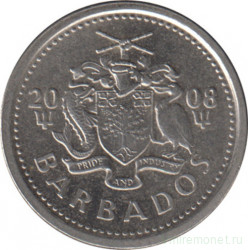 Монета. Барбадос. 10 центов 2008 год.