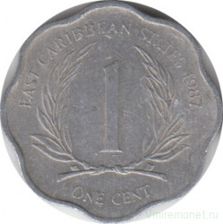 Монета. Восточные Карибские государства. 1 цент 1987 год.