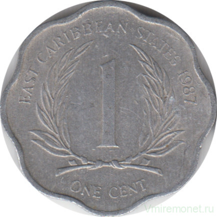 Монета. Восточные Карибские государства. 1 цент 1987 год.