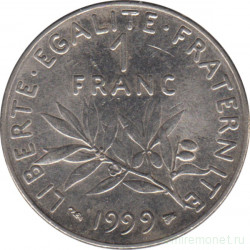Монета. Франция. 1 франк 1999 год.